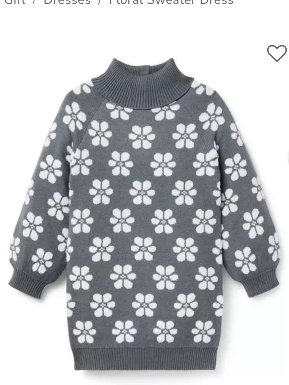 Janie and Jack Gray Sweater Dress with White Floral Pattern